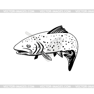 Rainbow Trout Fish Swimming Left Retro Black and - vector image