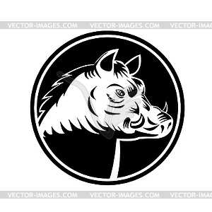 Razorback Wild Hog Feral Pig Head Woodcut Black - vector image