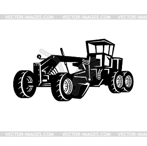 Vintage Road Grader Motor Grader or Blade Grading - stock vector clipart