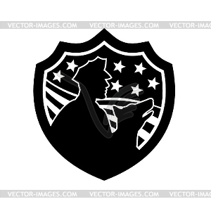 American Security Guard With Police Dog USA Stars - vector image