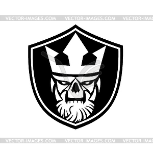 Skull of Neptune or Poseidon Wearing Crown Front - vector image