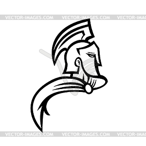 Bust of Trojan Warrior Side View Mascot Black and - vector image