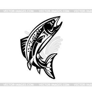 Clip Art Art Collectibles Rainbow Trout Jumping Up Water Retro Woodcut Black And White Svg Trout Svg Salmon Cut File Dxf Jpg Png