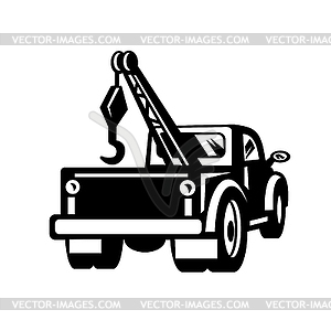 Vintage Tow Truck or Wrecker Pick-up Truck Rear Vie - vector clipart