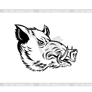 Wild Boar Common Wild Pig or Wild Swine Head Side - vector clipart