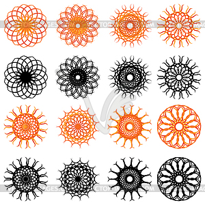 Set of swirl rounded design elements - vector clipart