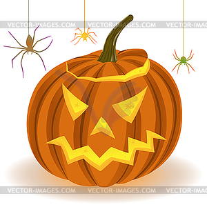 Хэллоуин тыква и пауки на веб - графика в векторном формате