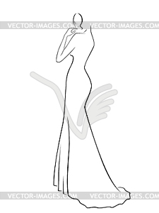 Абстрактный женщина в длинном платье - векторный клипарт / векторное изображение