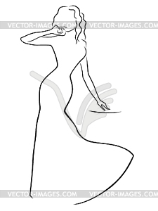 Абстрактный женщина в длинном платье - клипарт в векторе / векторное изображение