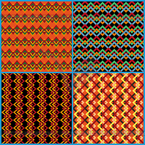 Four seamless patterns on ethnic motifs - vector clipart