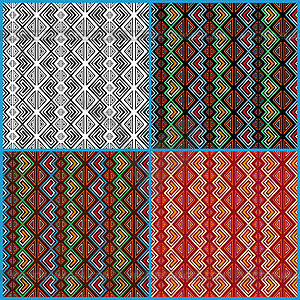 Four seamless ethnic motifs patterns - vector clip art