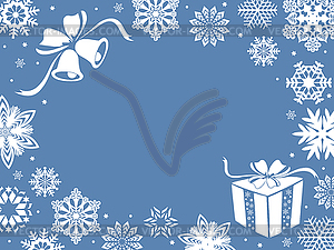 Christmas greeting card in blue shades - vector clipart
