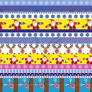 Christmas seamless pattern with Santa and reindeer - vector clipart