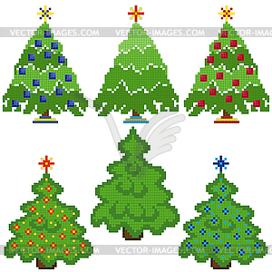 Christmas Trees with stylish mosaic structure - vector clipart