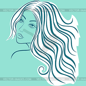 Beautiful blond women sketching head - vector EPS clipart