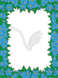 Frame with blue flowers - vector image