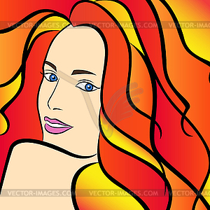 Abstract female with fiery hair half turn - vector EPS clipart