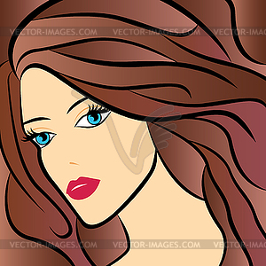 Абстрактный женщина с каштановыми волосами - векторизованное изображение клипарта