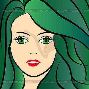 Abstract female with green hair - vector image