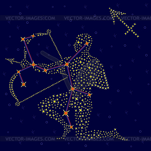 Zodiac sign Sagittarius over starry sky - vector clipart