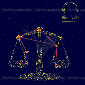 Zodiac sign Libra over starry sky - vector clip art