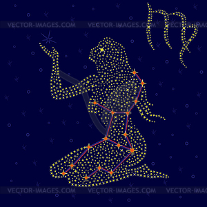 Zodiac sign Virgo over starry sky - vector clipart