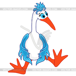 Funny stork sitting - vector EPS clipart