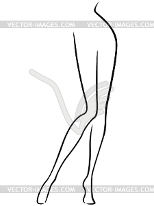 Lower part of slim female body - white & black vector clipart