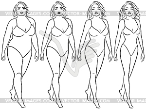 Женщина на пути, чтобы похудеть - клипарт в векторном формате