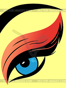 Colourful eye with fluffy eyelid - vector image