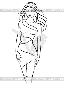 Graceful young women in fitting dress - vector clip art
