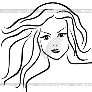 Abstract young woman with flowing hair - vector clipart