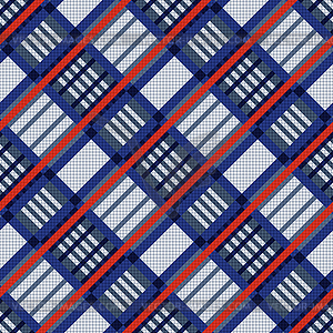 Tartan seamless diagonal texture in blue, red and - vector image