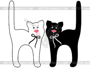 Black and white funny cats - vector clipart