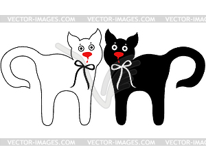 Black and white amusing cats - vector image