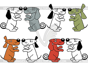 Four pair of amusing dogs - vector image