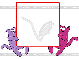 Funny cats with large square banner - royalty-free vector image