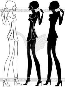 Girl in shoes with high heels - vector clipart