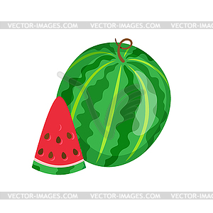Watermelon Sweet Fruit Sliced Exotic Berry Icon - vector image