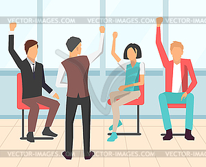 Team At Meeting Training Or Business Seminar Vector Clipart