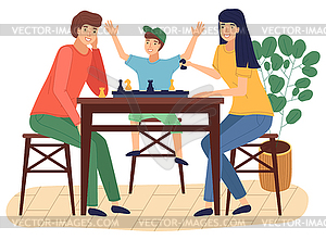Happy Family Spend Time At Home People Playing Vector Clipart