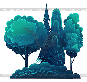 Night In Forest Art Cartoon Tall Trees Fir Tree Vector Image