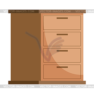 Wooden light brown chest of drawers. Furnishing - vector clipart