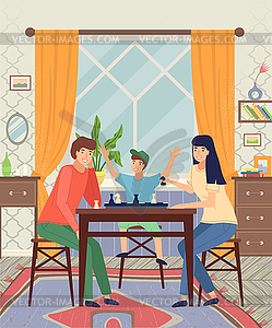 Family Spend Leisure Time Together At Home People Color Vector Clipart