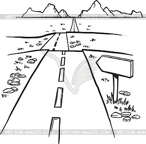 Straight road disappearing into distance - vector clipart / vector image