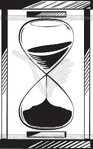 Hourglass with sand running through - halfway - vector image