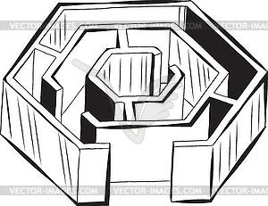 Hexagonal labyrinth or maze - vector EPS clipart