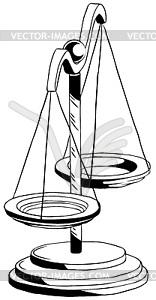 Old fashioned scales with pans - vector image