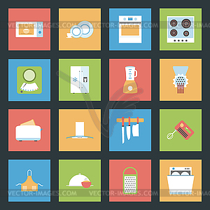 Kitchen flat icons set - vector clipart