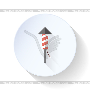 Festive rocket with fireworks flat icon - vector image